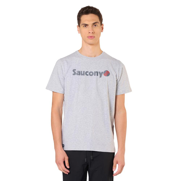 Saucony Remeras Masculino Moda Recovery Short Sleeve Light Grey Melange