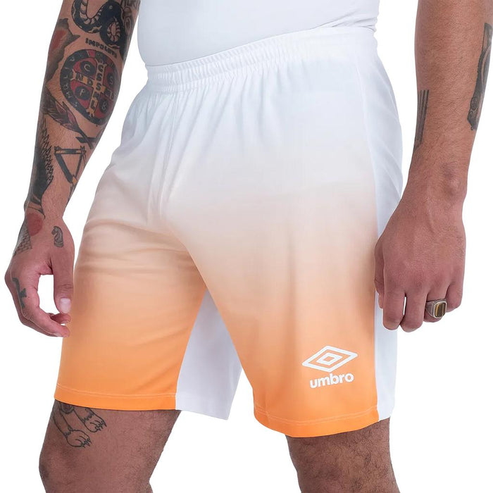 Umbro Shorts Masculino Running TWR Degrade Branco/Laranja Fluor