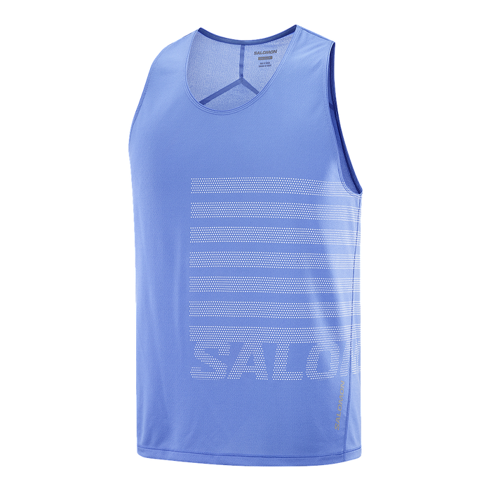 Salomon Musculosas Masculino Running Sense Aero Singlet Gfx Ultramarine/White