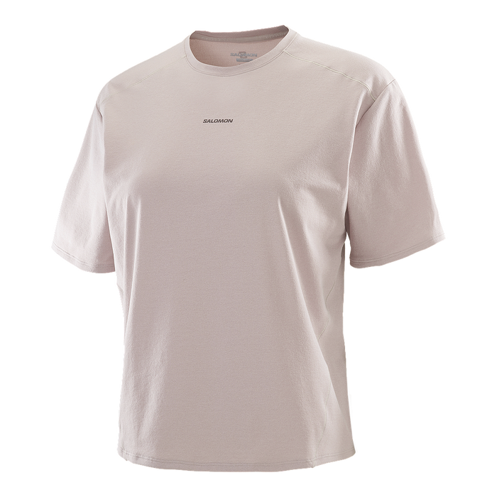 Salomon Remeras Femenino Running Trackline SS Tee Etherea Light Beige