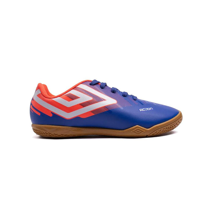 U07FB00285-302 Umbro Calzados Indoor Niños Futbol Action Jr Royal/Coral/Blanco