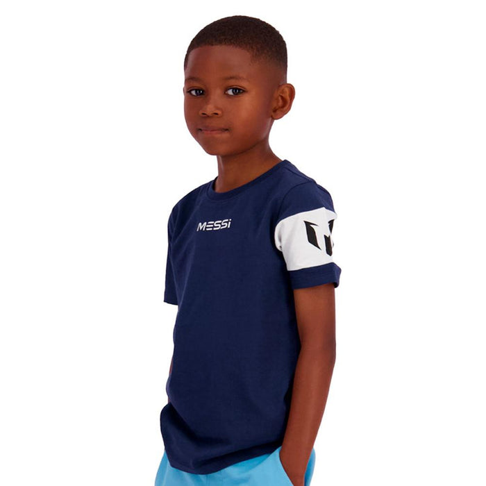 Messi Remeras Niños Neros Dark Blue