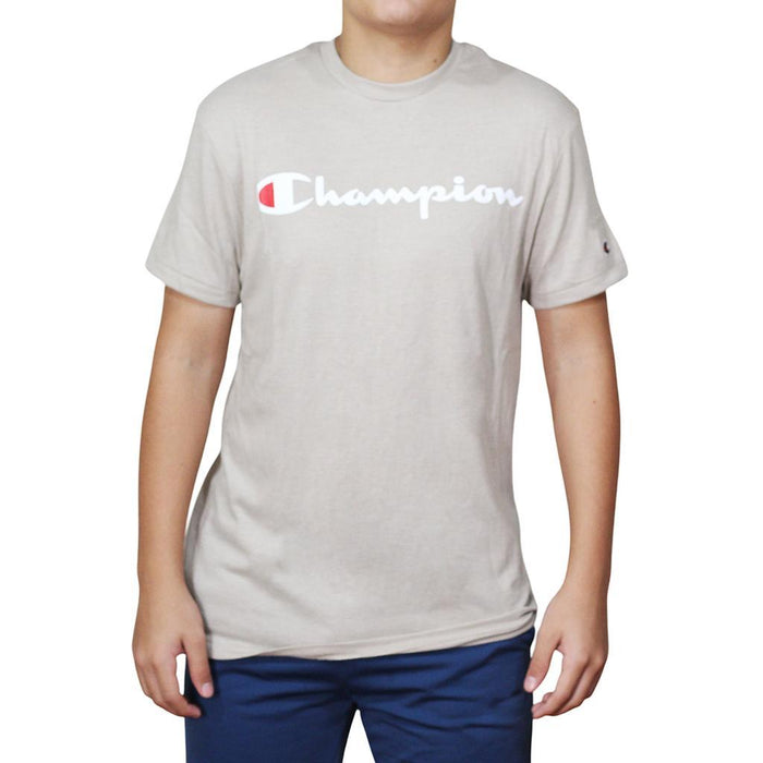 Champion Remeras Masculino Moda Graphic Powerblend Tee Arctic Cold Beige Heath