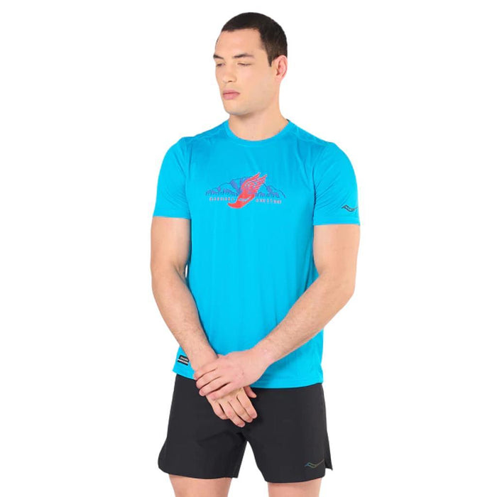 Saucony Remeras Masculino Running Peregrine Graphic Short Sleeve Light Blue