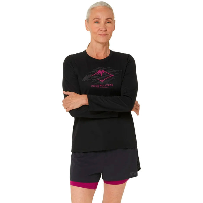 Asics Remeras mangas largas Femenino Running Fujitrail Logo Ls Top Performance Black/Blackberry