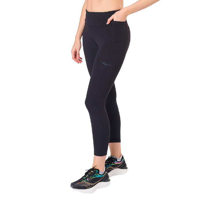 Saucony Pantalones Femenino Running Fortify Crop Tight Black