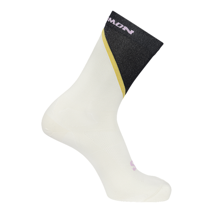 Salomon Medias Unisex Running Socks Pulse Crew Vanila Ice/Cyclamen