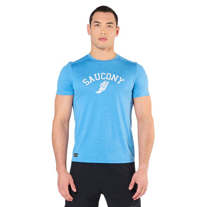 Saucony Remeras Masculino Running Stopwatch Graphic Short Sleeve French Blue