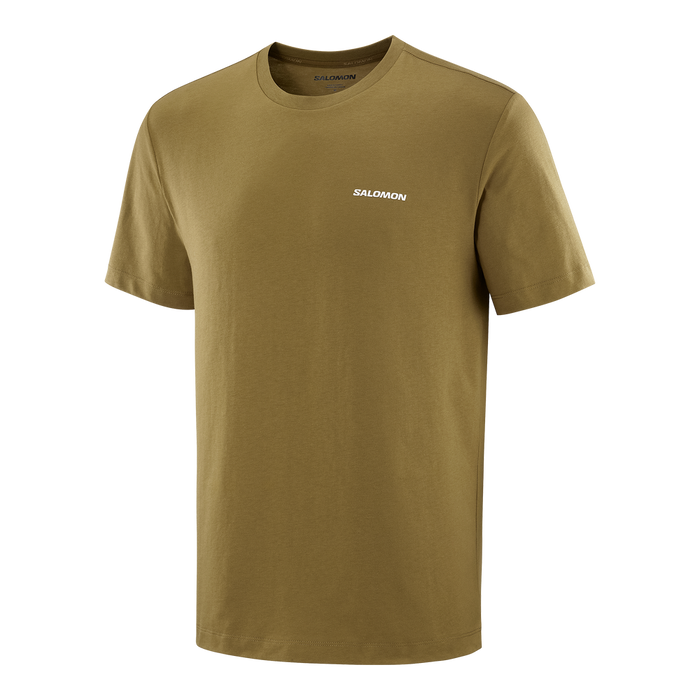 LC2676000 Salomon Prendas Remeras Masculino Running Chest Logo Regular Tee Brilliant Olive