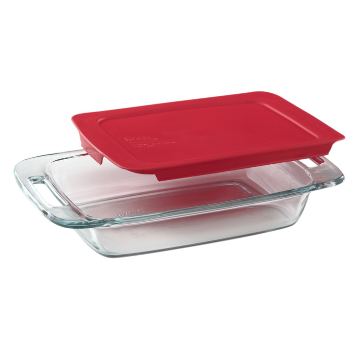 071160060586 PYREX EASY GRAB 1.9L OBLONG BAKING DISH C/ TAPA PLASTICO ROJO