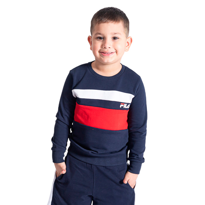 Fila Remeras Niños Gate Cut & Sew Colour Block Crew Fila Navy/Fila Red/White