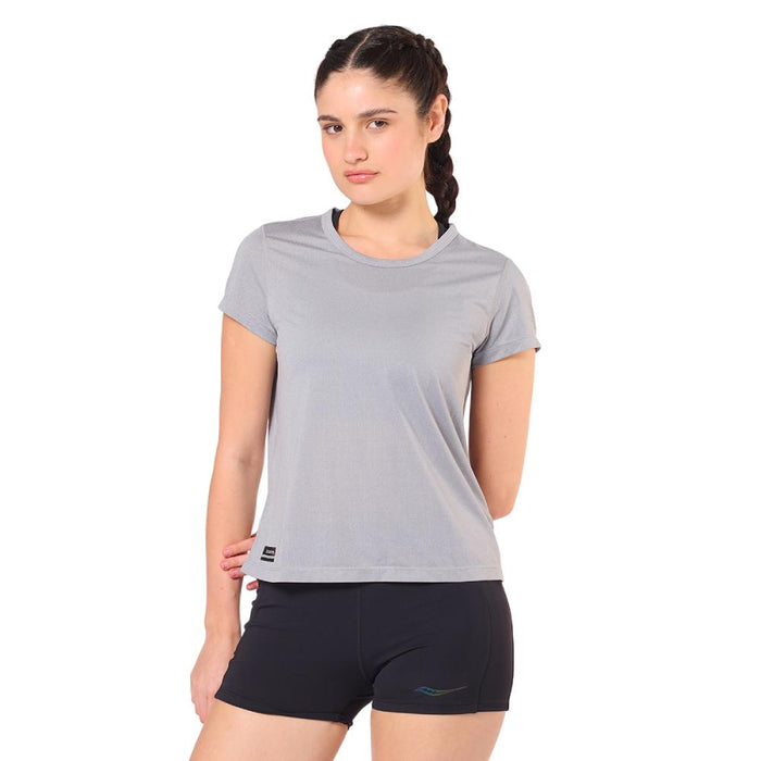 Saucony Remeras Femenino Running Stopwatch Short Sleeve Grey Melange