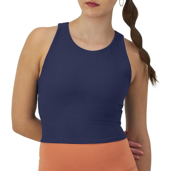 Champion Crop Top Femenino Training Soft Touch Blown Glass Blue