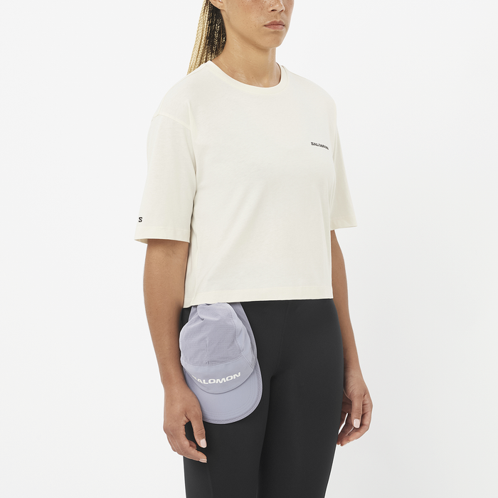 Salomon Remeras Femenino Running Short Ss Tee Relaxed Whisper White