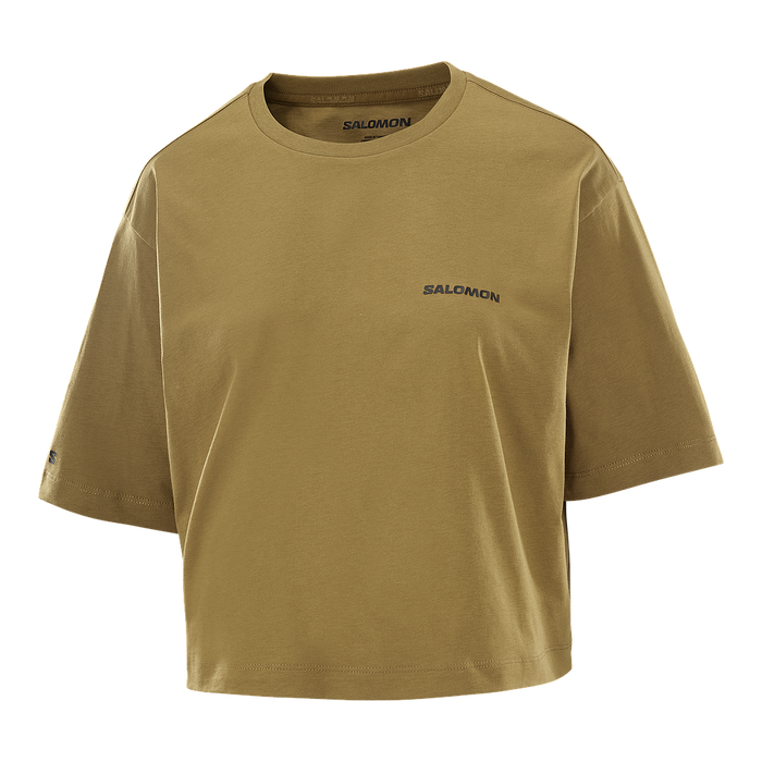 Salomon Remeras Femenino Running Short Ss Tee Relaxed Brilliant Olive