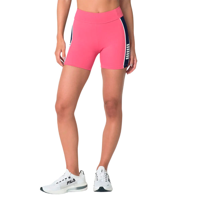 Fila Bermudas Femenino Training Long Shorts Seven Stripes Fit RoseCherry/Navy/White