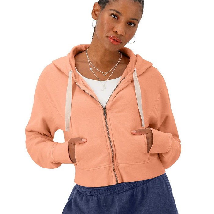 Champion Camperas Femenino Moda Vintage Wash Full Zip Comfort Wash Peach Grap