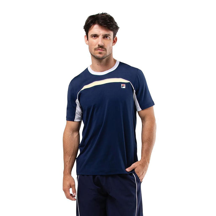 Fila Remeras Masculino Tenis Backspin Short Sleeve Collegiate Navy/White/Shock Slime