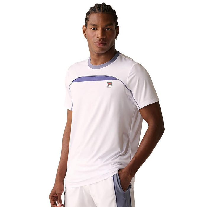 Fila Remeras Masculino Tenis Backspin Short Sleeve White/Carbon Blue/Blue Granite