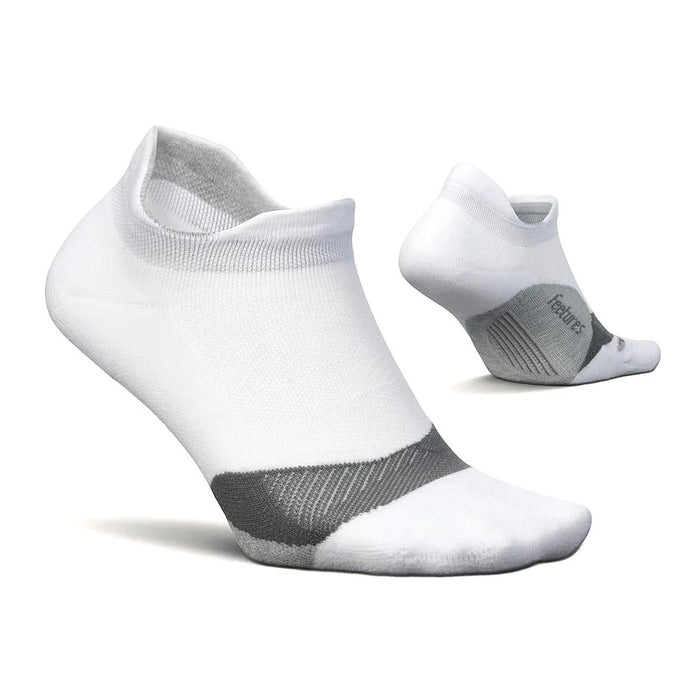 E50301582 Feetures Medias Unisex Running Elite Light Cushion No Show Tab White
