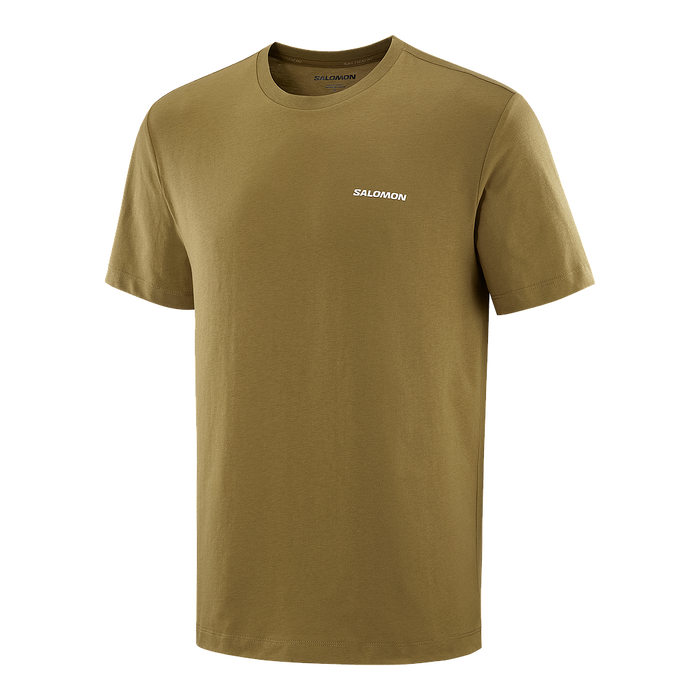 Salomon Remeras Masculino Running Chest Logo Regular Tee Brilliant Olive