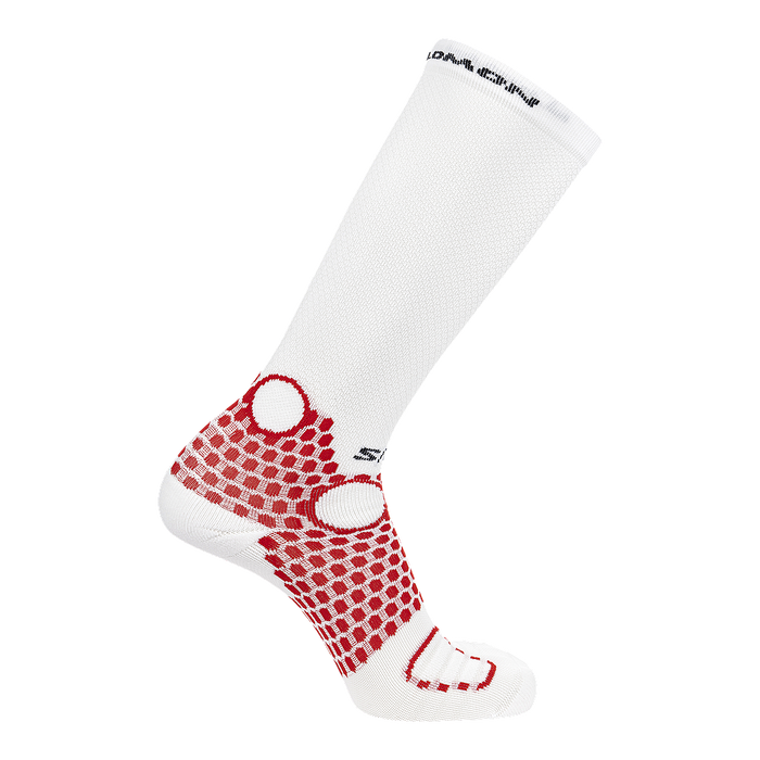Salomon Medias Unisex Running Socks S/Lab Ultra Knee White/Fiery Red