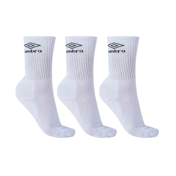 U23L016-222 Umbro Medias Unisex Moda Tripack Cano Alto Blanco