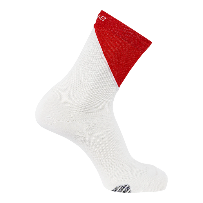 Salomon Medias Unisex Running Socks S/Lab Phantasm Crew White/Fiery Red