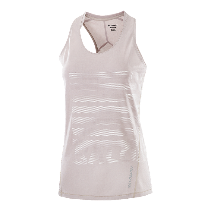 Salomon Musculosas Femenino Running Sense Aero Singlet Gfx Etherea/White