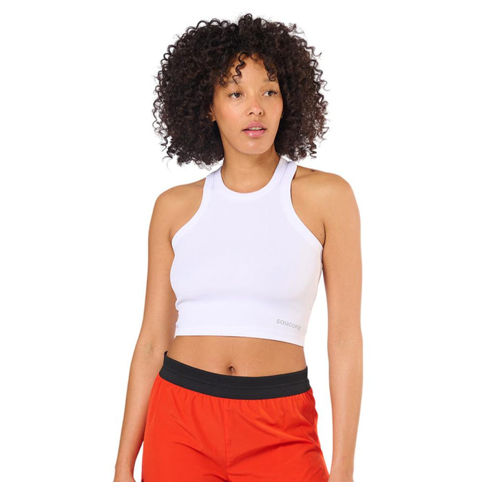 Saucony Crop Tops Femenino Running Elevate Crop Top White