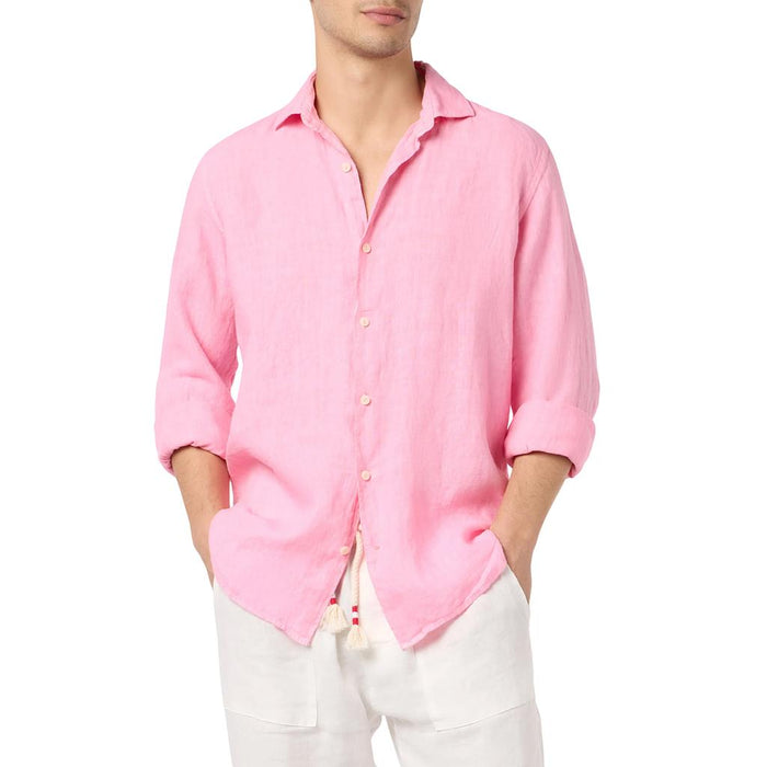 PAMP001-00328H MC2 PRENDAS CAMISAS MANGAS LARGAS MASCULINO MODA PAMPLONA LINEN 23 BUBBLE PINK