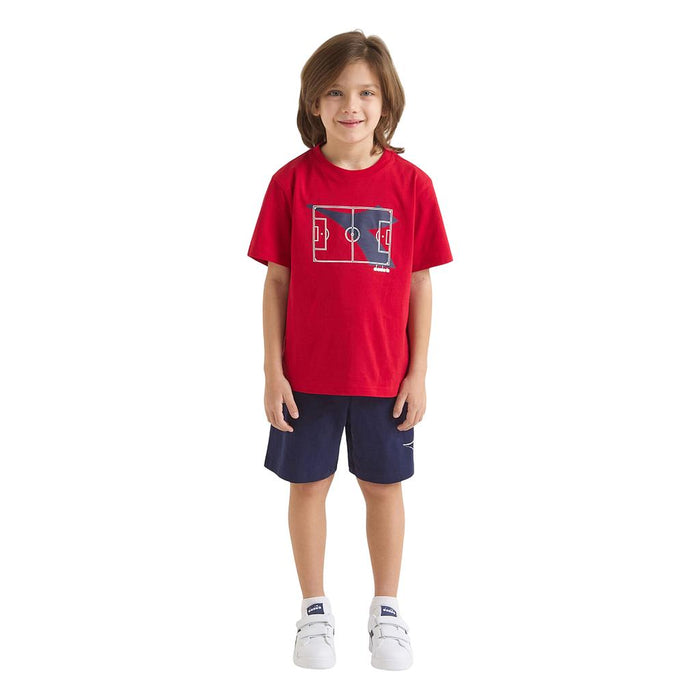 Diadora Conjuntos Niños Moda Jb. Set Essential Sports Ss Red Salsa