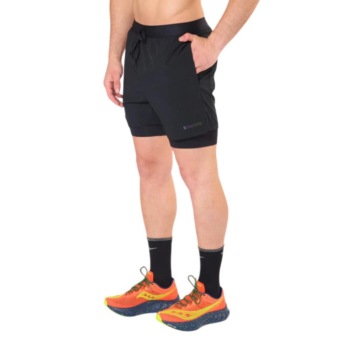 Saucony Shorts Masculino Running Outpace 7 2-In-1 Short Black