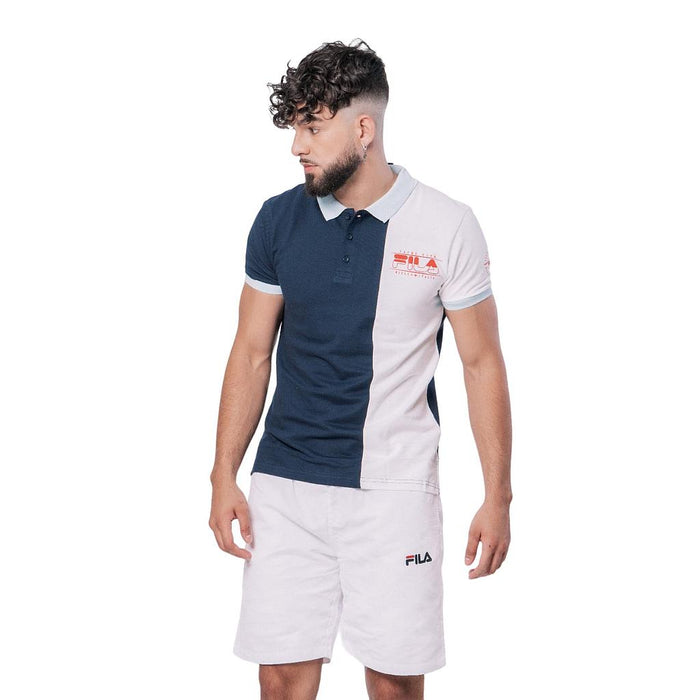 SS22SPM253-758 Fila Polo Shirt Masculino Lender Clear Water/Peacoat/White