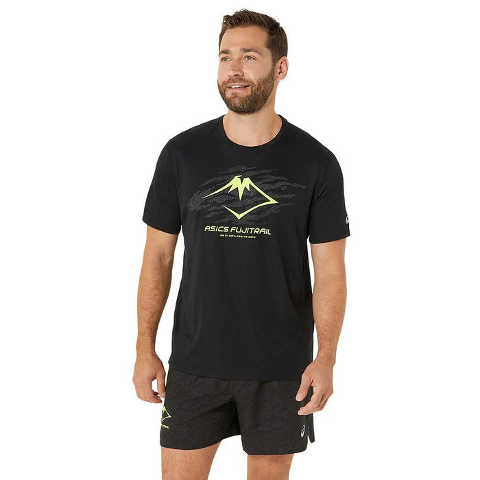 2011C981.002 ASICS PRENDAS REMERAS MASCULINO RUNNING FUJITRAIL LOGO SS TOP P. BLACK/GRAPHIC GREY/SAFETY YELLOW