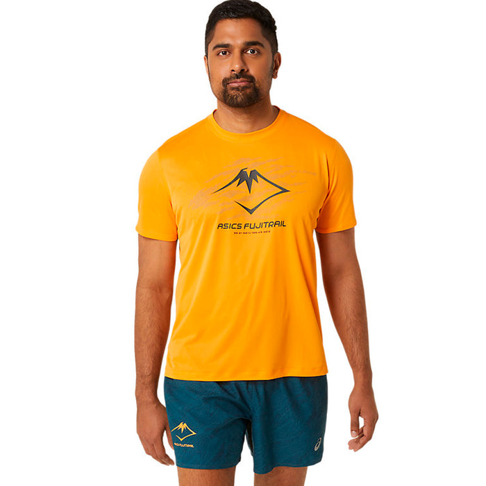 Asics Remeras Masculino Running Fujitrail Logo Ss Top Fellow Yellow/Lichen Green/Graphite Grey