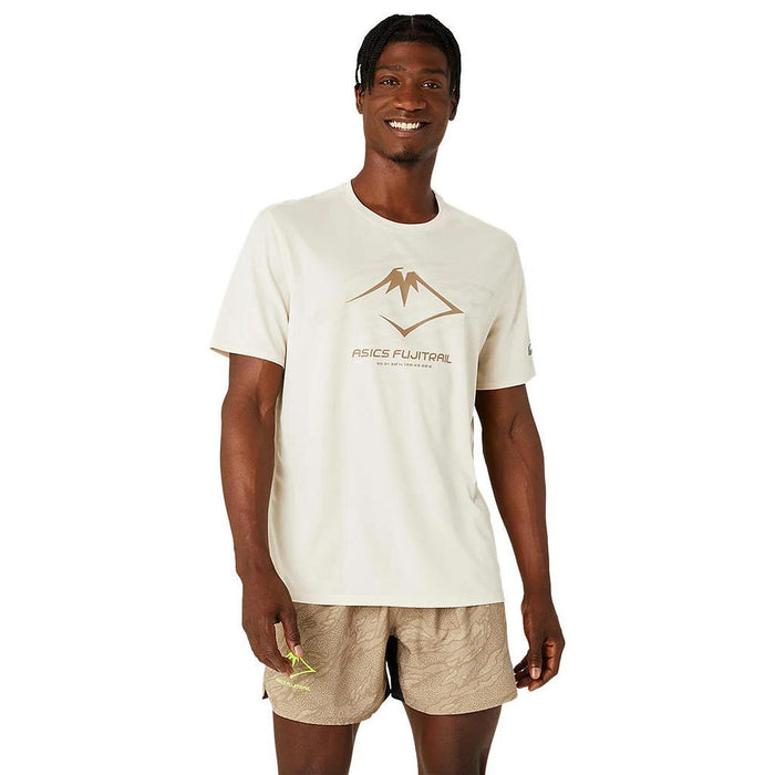 Asics Remeras Masculino Running Fujitrail Logo Ss Top Oatmeal/Feather Grey/Pepper