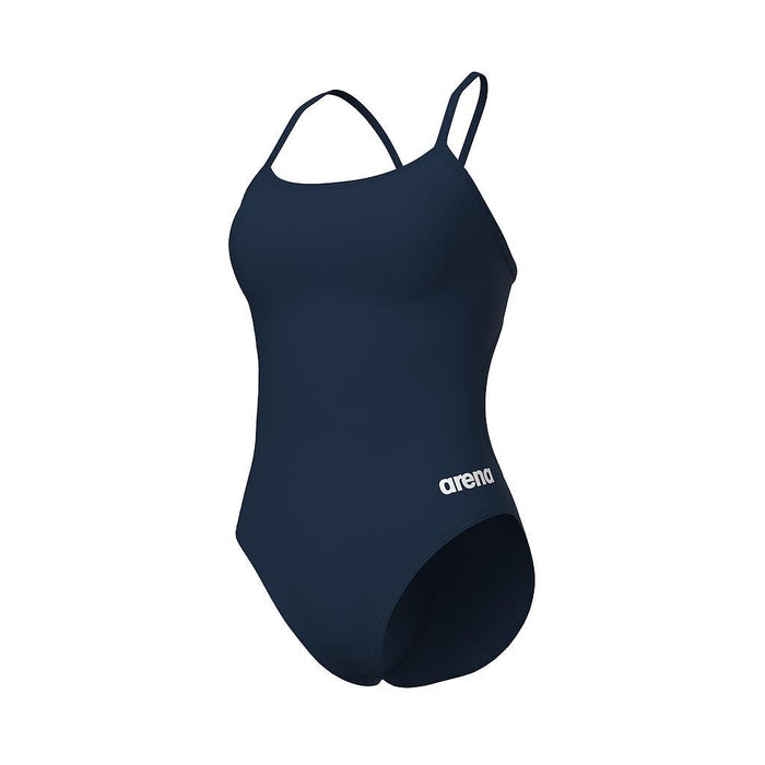 Arena Traje de baño Femenino Natacion Swimsuit Lace Back Solid Navy White