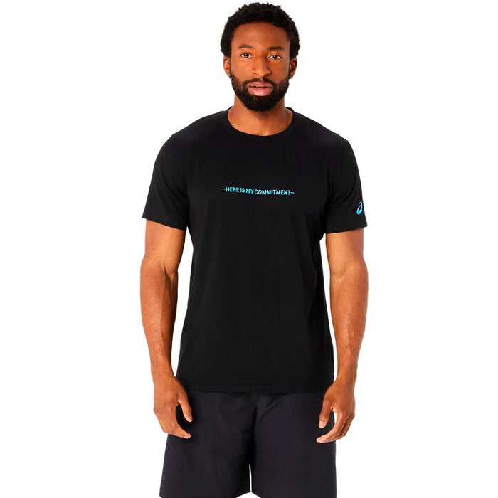 Asics Remeras Masculino Training Message Knit Ss Top Performance Black