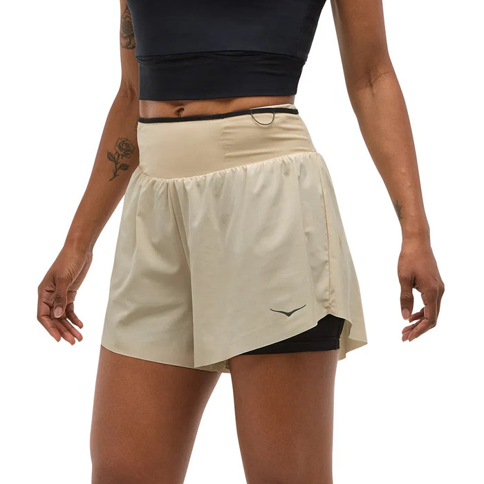 Hoka Shorts Femenino Running Skyglide Oatmeal