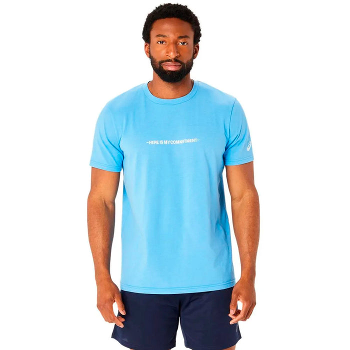 Asics Remeras Masculino Training Message Knit Ss Top Waterscape