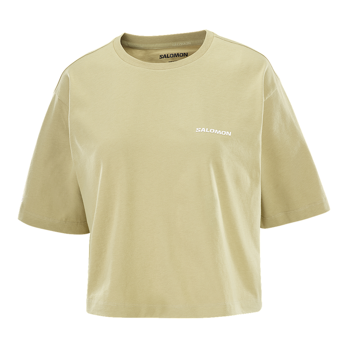 LC2680800 Salomon Prendas Remeras Femenino Running Short Ss Tee Relaxed Grey Green