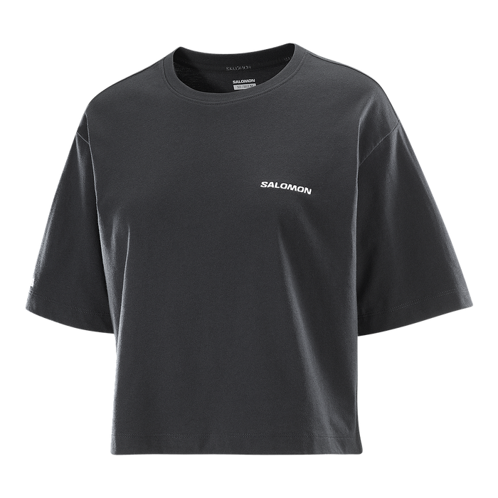 Salomon Remeras Femenino Running Short Ss Tee Relaxed Black