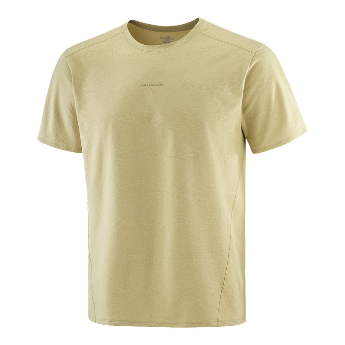 Salomon Remeras Masculino Running Trackline Ss Tee Gray Green