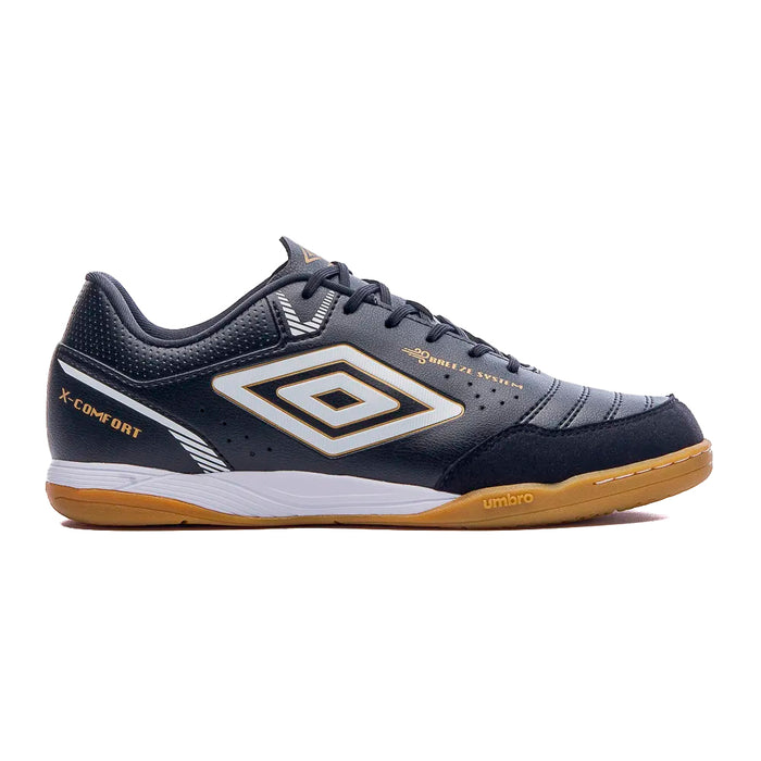 U01FB00220-129 Umbro Calzados Indoor Masculino Futbol X Comfort Negro/Blanco/DoradO