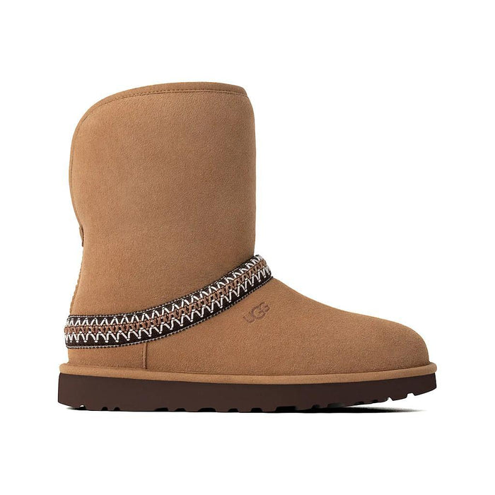 UGG Botas Femenino Moda Classic Short Crescent Chestnut