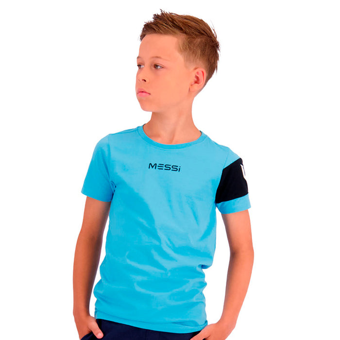 C112KUN30002-1081 Messi Remeras Niños Neros Argentina Blue