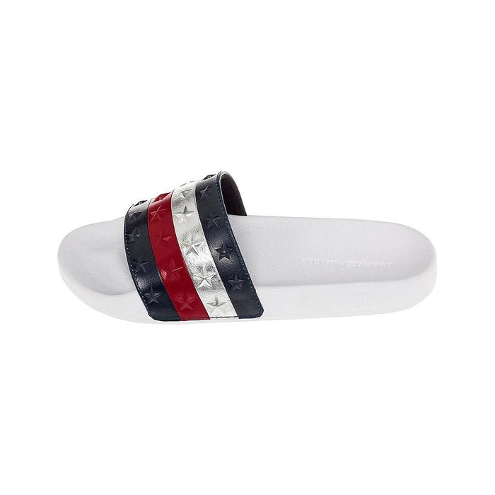 Tommy Hilfiger Femenino Sandals Embossed Stars Pool Slide White