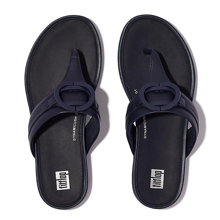 FitFlop Sandalias Femenino Gracie Rubber-Circlet Leather Toe-Post Sandals Midnight Navy