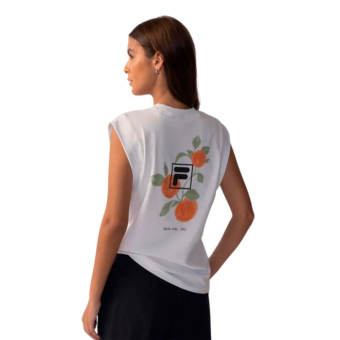 F12L01945-100 Fila Prendas Remeras Femenino Moda Comfort Arancia Letter Graphic White